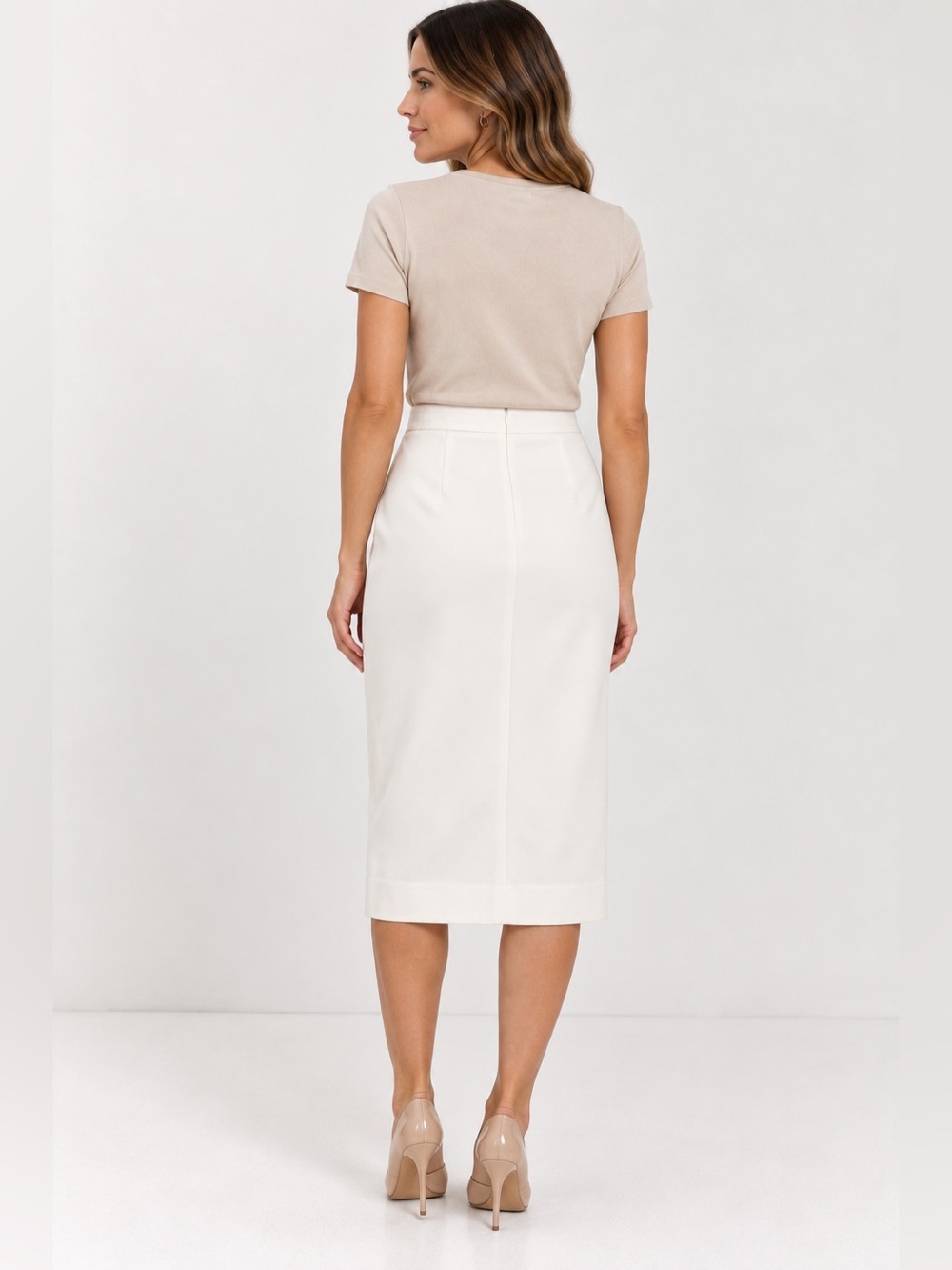 Alex Marie Remy White Button Front Pencil Midi Skirt Size 4 - Picture 2 of 8